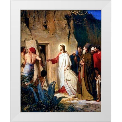 Raising of Lazarus White Modern Wood Framed Art Print by Bloch, Carl