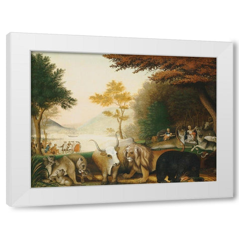 The Peaceable Kingdom  V White Modern Wood Framed Art Print by Hicks, Edward