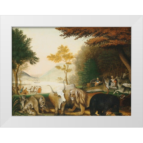 The Peaceable Kingdom  V White Modern Wood Framed Art Print by Hicks, Edward