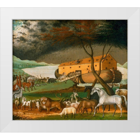 Noahs Ark White Modern Wood Framed Art Print by Hicks, Edward