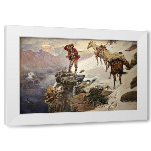 Meats Not Meat Til Its In The Pan White Modern Wood Framed Art Print by Russell, Charles Marion