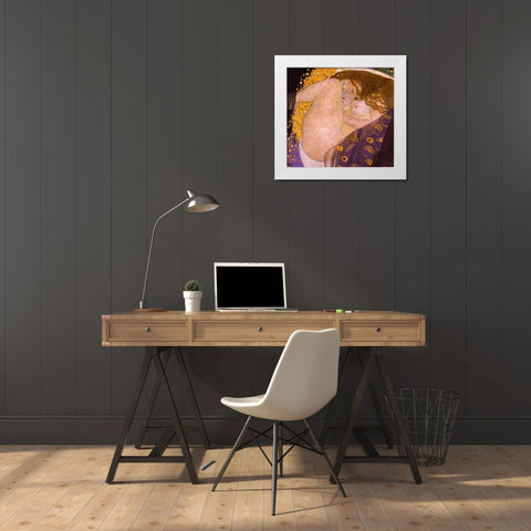 Danae White Modern Wood Framed Art Print by Klimt, Gustav