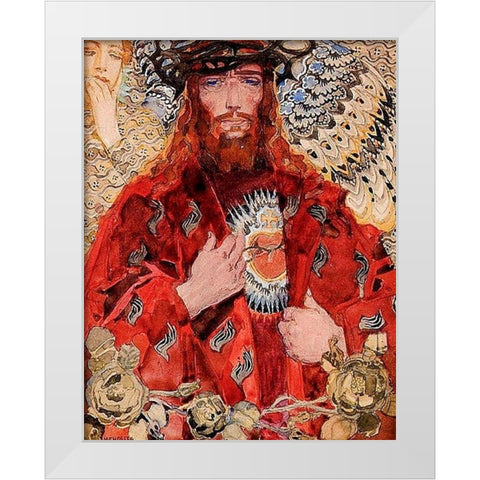The Sacred Heart of Jesus White Modern Wood Framed Art Print by JÃ³zef Mehoffer