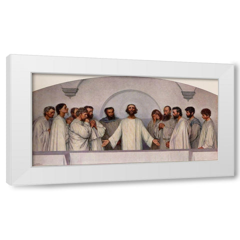 The High Priestly Prayer White Modern Wood Framed Art Print by Burnand, Eugene