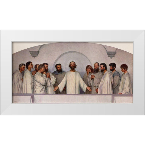 The High Priestly Prayer White Modern Wood Framed Art Print by Burnand, Eugene