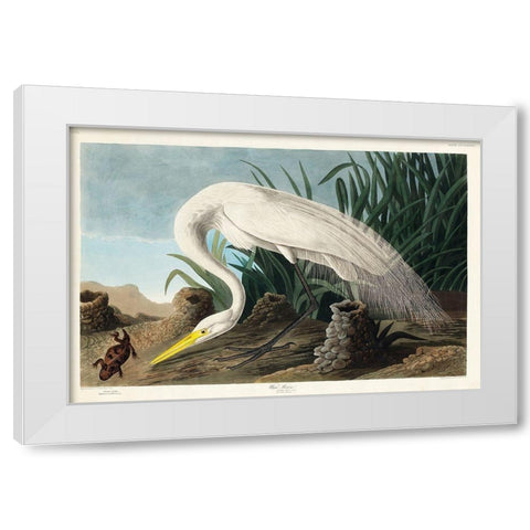 White Heron White Modern Wood Framed Art Print by Audubon, John James