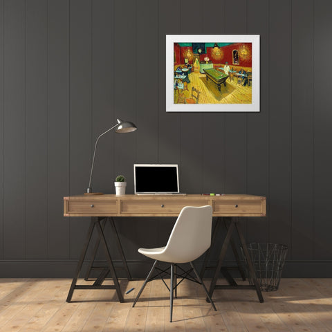 Le cafe de nuit (The Night Cafe) (1888) White Modern Wood Framed Art Print by Van Gogh, Vincent