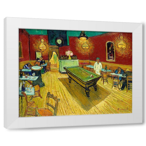 Le cafe de nuit (The Night Cafe) (1888) White Modern Wood Framed Art Print by Van Gogh, Vincent