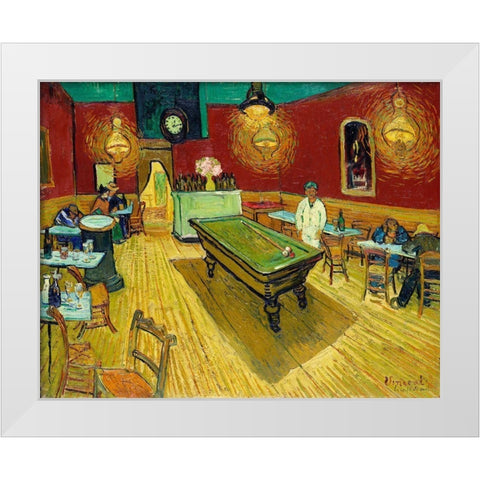 Le cafe de nuit (The Night Cafe) (1888) White Modern Wood Framed Art Print by Van Gogh, Vincent