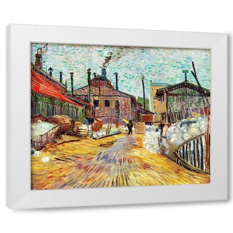 The Factory (1887) White Modern Wood Framed Art Print by Van Gogh, Vincent