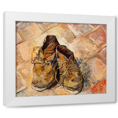 Shoes (1888) White Modern Wood Framed Art Print by Van Gogh, Vincent