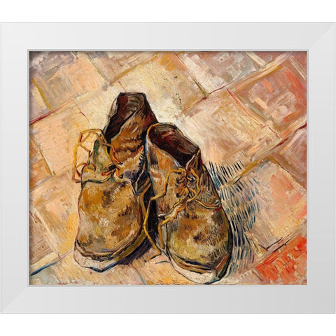 Shoes (1888) White Modern Wood Framed Art Print by Van Gogh, Vincent