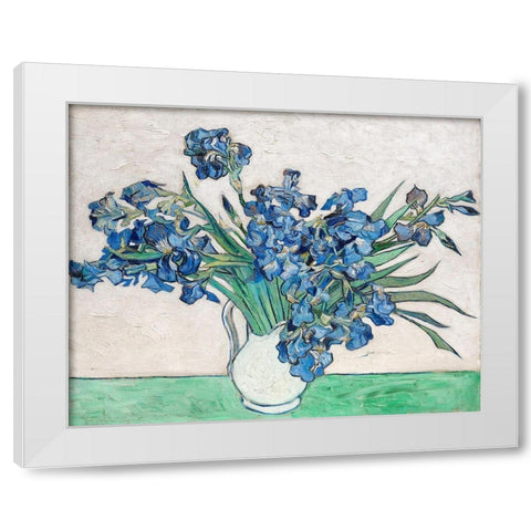 Irises (1890) White Modern Wood Framed Art Print by Van Gogh, Vincent