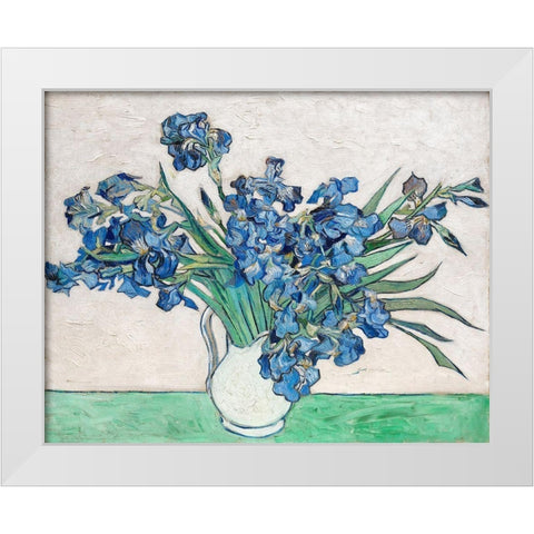 Irises (1890) White Modern Wood Framed Art Print by Van Gogh, Vincent