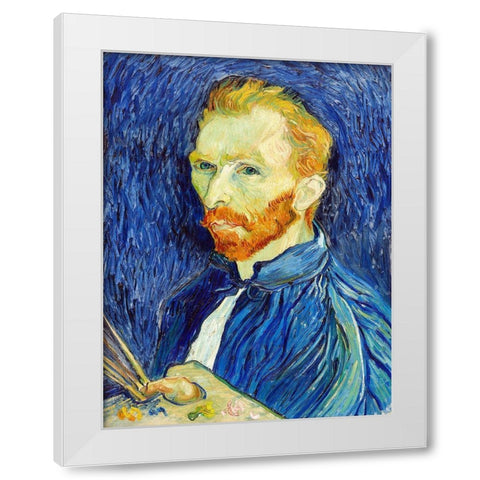 Self-Portrait (1889) White Modern Wood Framed Art Print by Van Gogh, Vincent