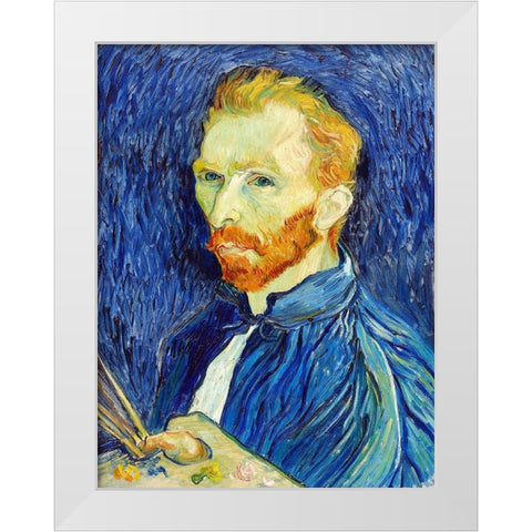 Self-Portrait (1889) White Modern Wood Framed Art Print by Van Gogh, Vincent