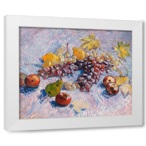 Grapes, Lemons, Pears, and Apples (1887) White Modern Wood Framed Art Print by Van Gogh, Vincent
