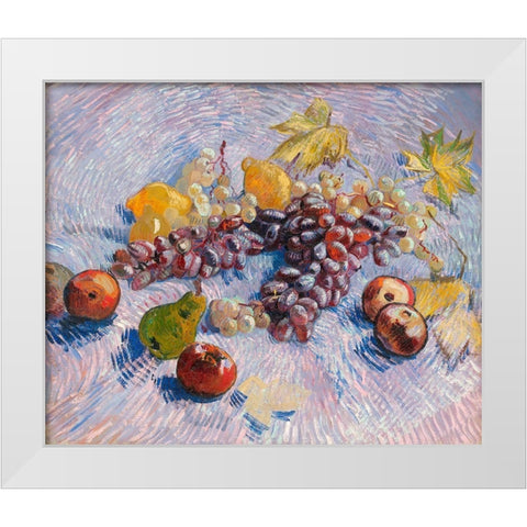 Grapes, Lemons, Pears, and Apples (1887) White Modern Wood Framed Art Print by Van Gogh, Vincent
