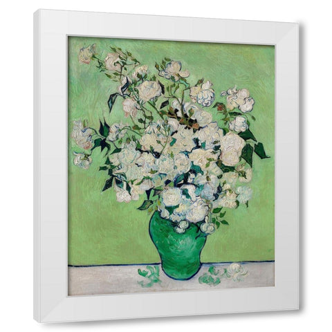 Roses (1890) White Modern Wood Framed Art Print by Van Gogh, Vincent