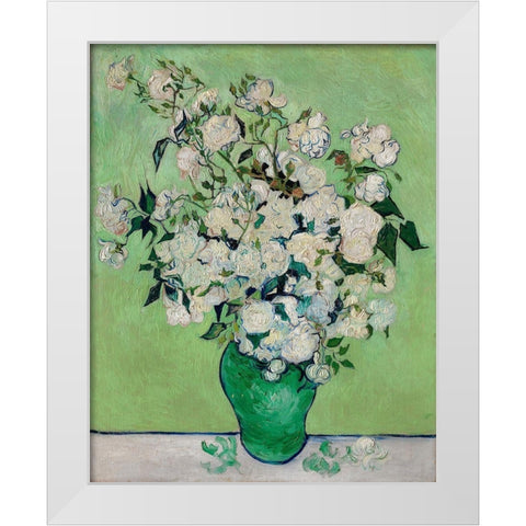 Roses (1890) White Modern Wood Framed Art Print by Van Gogh, Vincent