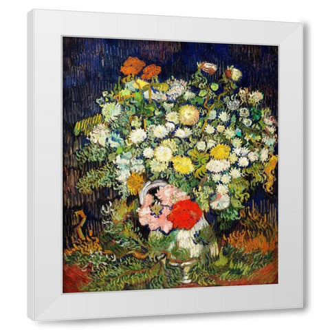 Bouquet of Flowers in a Vase (1890)Â  White Modern Wood Framed Art Print by Van Gogh, Vincent