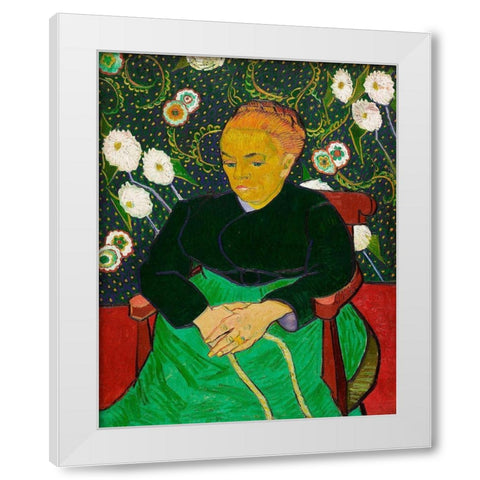 The Berceuse, Woman Rocking a Cradle (1889) White Modern Wood Framed Art Print by Van Gogh, Vincent