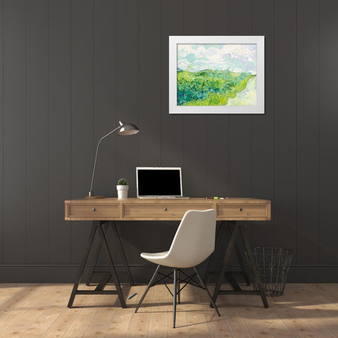 Green Wheat Fields, Auvers (1890)Â  White Modern Wood Framed Art Print by Van Gogh, Vincent