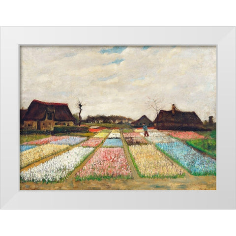 Flower Beds in Holland (1883) White Modern Wood Framed Art Print by Van Gogh, Vincent