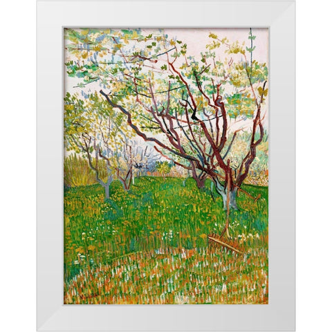 The Flowering Orchard (1888) White Modern Wood Framed Art Print by Van Gogh, Vincent