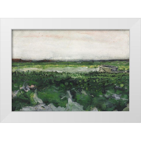 Landscape with Wheelbarrow (1883) White Modern Wood Framed Art Print by Van Gogh, Vincent