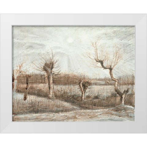 Tetards (Pollards) (1884) White Modern Wood Framed Art Print by Van Gogh, Vincent