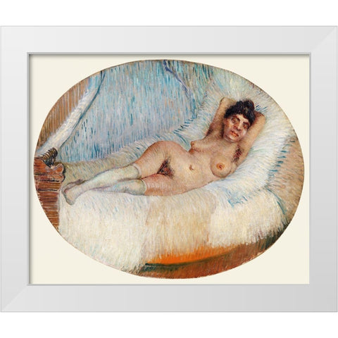 Reclining Nude (Femme nue Ã©tendue sur un lit) (1887) White Modern Wood Framed Art Print by Van Gogh, Vincent