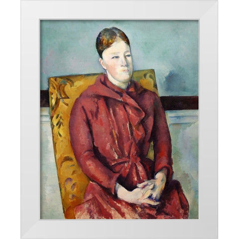 Madame CÃ©zanne in a Yellow ChairÂ  White Modern Wood Framed Art Print by Cezanne, Paul