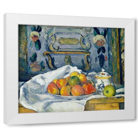 Dish of Apples White Modern Wood Framed Art Print by Cezanne, Paul