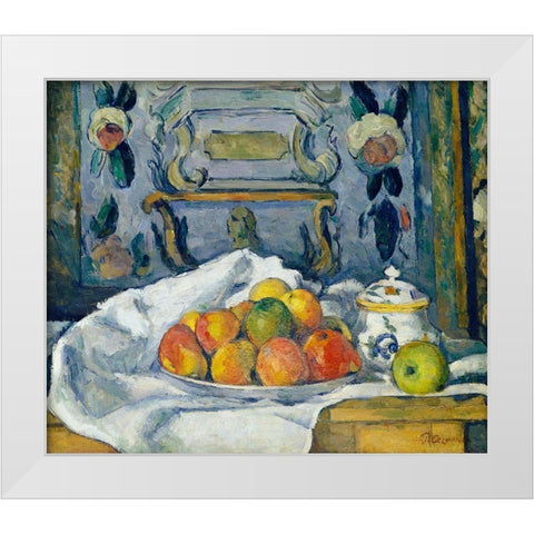 Dish of Apples White Modern Wood Framed Art Print by Cezanne, Paul