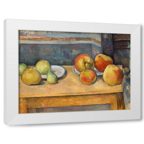 Still Life with Apples and Pears White Modern Wood Framed Art Print by Cezanne, Paul