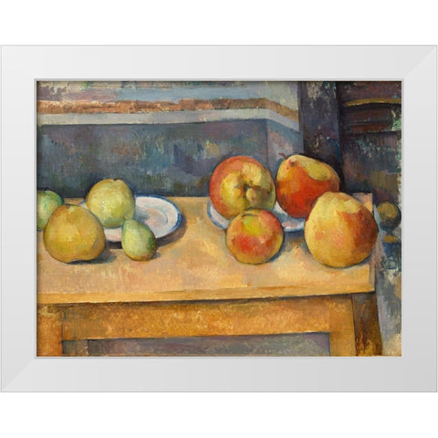 Still Life with Apples and Pears White Modern Wood Framed Art Print by Cezanne, Paul