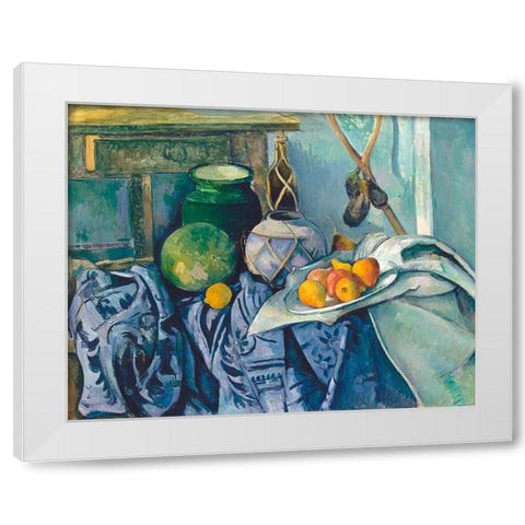Still Life with Apples White Modern Wood Framed Art Print by Cezanne, Paul