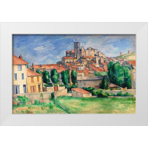 Gardanne White Modern Wood Framed Art Print by Cezanne, Paul