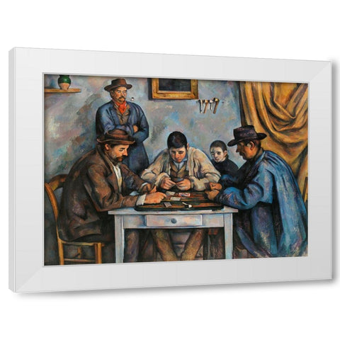 The Card Players White Modern Wood Framed Art Print by Cezanne, Paul