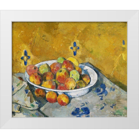 The Plate of Apples White Modern Wood Framed Art Print by Cezanne, Paul