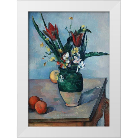 The Vase of Tulips White Modern Wood Framed Art Print by Cezanne, Paul