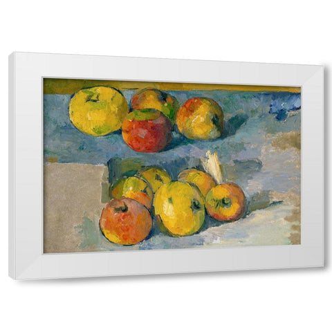 Apples White Modern Wood Framed Art Print by Cezanne, Paul