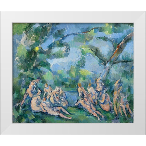 The Bathers White Modern Wood Framed Art Print by Cezanne, Paul