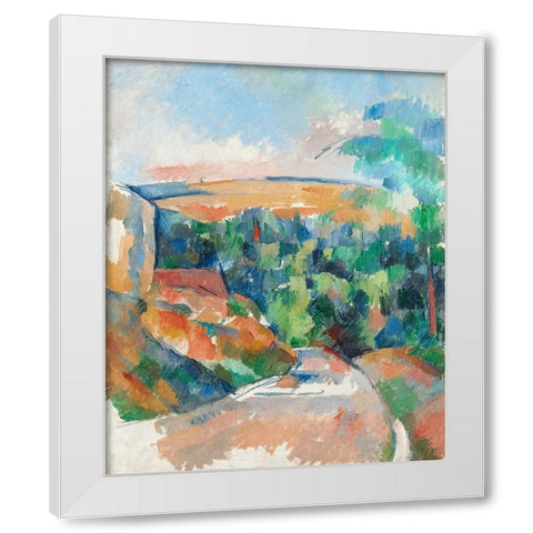 The Bend in the Road White Modern Wood Framed Art Print by Cezanne, Paul