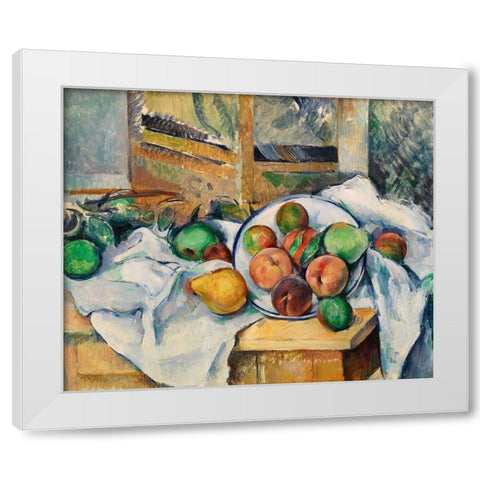 A Table CornerÂ  White Modern Wood Framed Art Print by Cezanne, Paul
