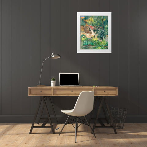 House of PÃ¨re Lacroix White Modern Wood Framed Art Print by Cezanne, Paul