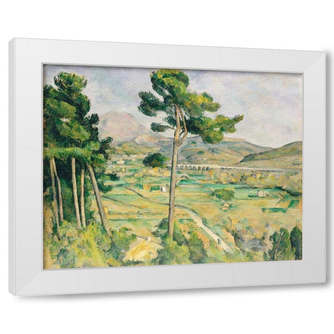 Mont Sainte-Victoire and the Viaduct of the Arc River Valley White Modern Wood Framed Art Print by Cezanne, Paul