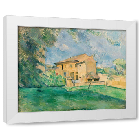 The Farm at the Jas de Bouffan White Modern Wood Framed Art Print by Cezanne, Paul