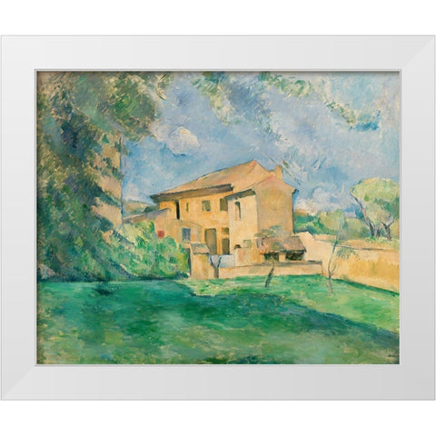 The Farm at the Jas de Bouffan White Modern Wood Framed Art Print by Cezanne, Paul